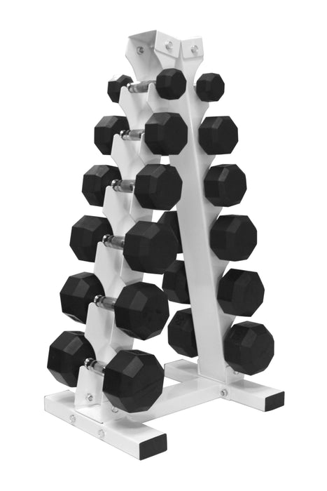 VTX 6-Pair Rubber Encased Dumbbells with A-Frame Rack - VERTPAC-SDR30