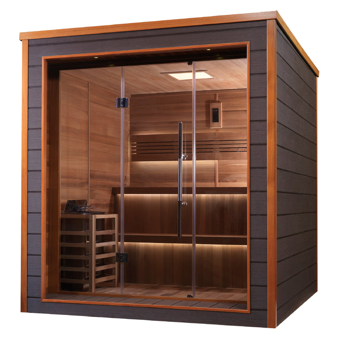 "Bergen" Traditional Traditional Sauna with All-Weather Exterior & Red Cedar Wood Interior  Model: GDI-8206-01