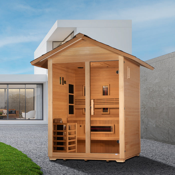 "Carinthia" Full Spectrum PureTech™ Hybrid Sauna Outdoor with Canadian Hemlock Wood  Model: GDI-8123-01