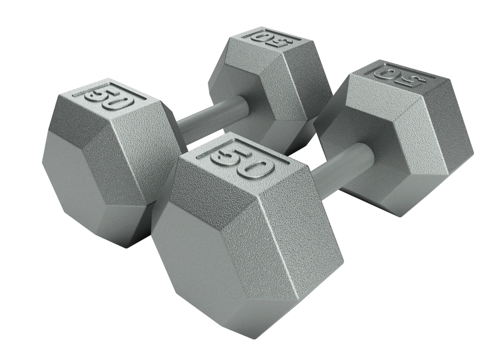 USA Solid Iron Gray Cast Hex Dumbbell Set 5-50LBS - IHD-005-050