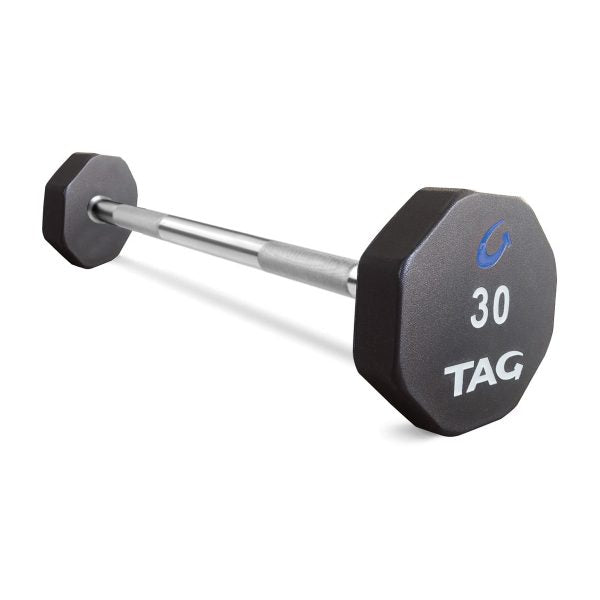 TAG Fitness 8-Sided Rubber Fixed Barbell With Straight Bar