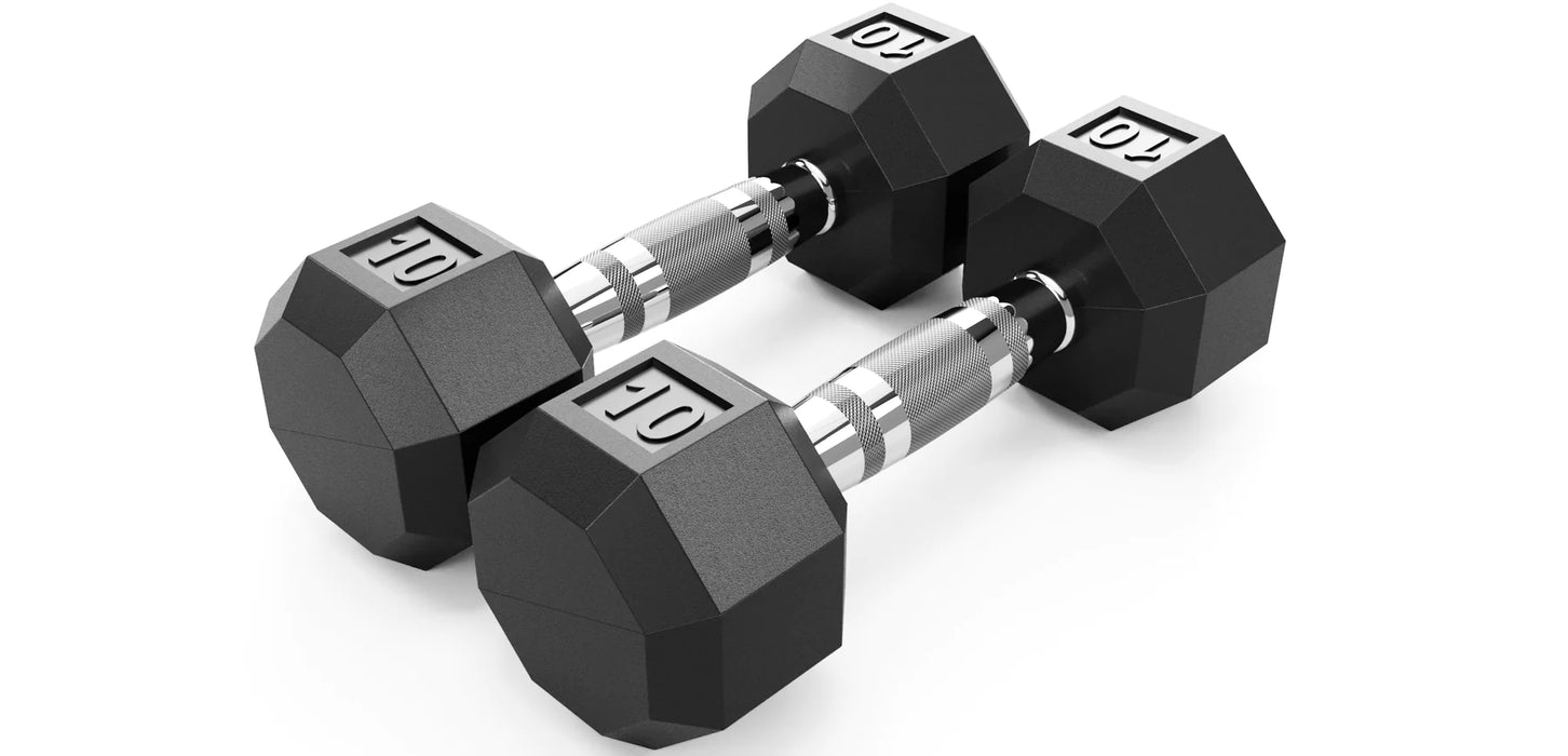 VTX 8-Sided Rubber Dumbbell Set 5-50 LBS - SD-005-050R