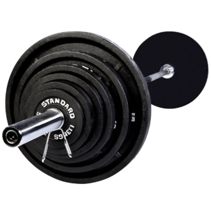 USA Olympic 300lb Weight Set Black Plates with Black Bar - BOSS-300B