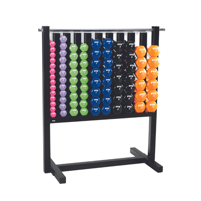 VTX Locking Rack with 43 Pairs of Vinyl Coated Dumbbells - MDR-VPAC