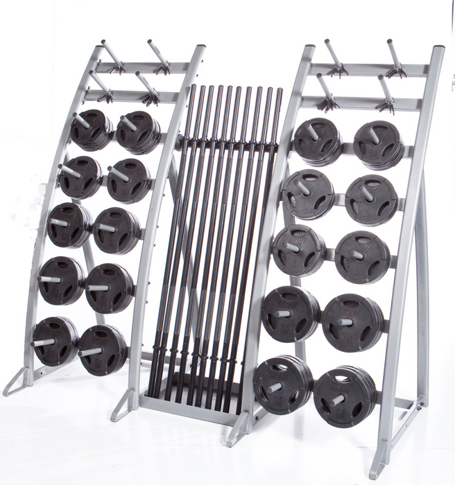 TROY Rubber 1" Standard Weight Set w/ Rack - TLS-PAC