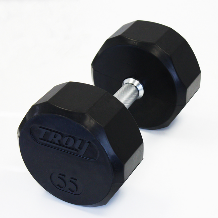 TROY 12 Sided Rubber Encased Dumbbell Set with storage racks  5-100lbs - COMMPAC-TSDR100