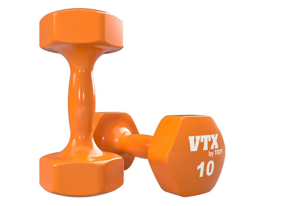 VTX 1-10lb Color Vinyl Dumbbell Set with Compact Floor Rack - THD-VPAC