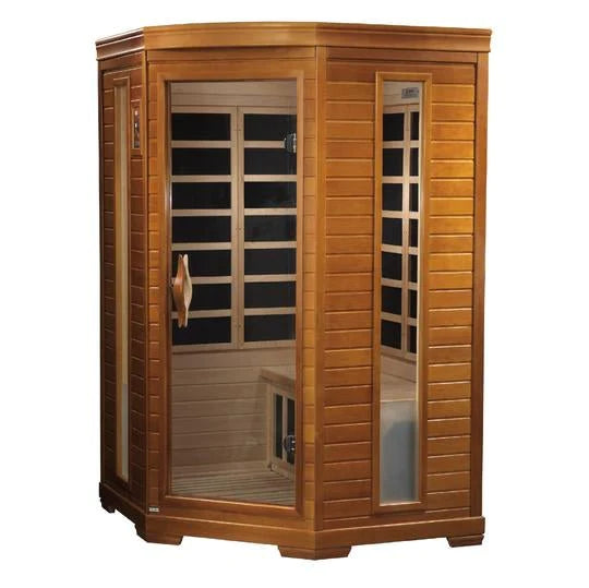 Dynamic "Heming" FAR Infrared Sauna Corner Unit with Hemlock Wood  Model: DYN-6225-02