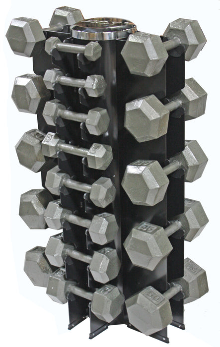 USA Iron Hex Dumbbell Set with Vertical Rack - VERTPAC-IHD50G